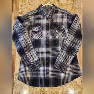 Women's Eddie Bauer Black and Gray Flannel Shirt Size Small